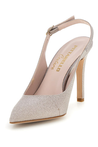 Beige Pumps mit Glitzer und Riemen Pittarello couture 3016