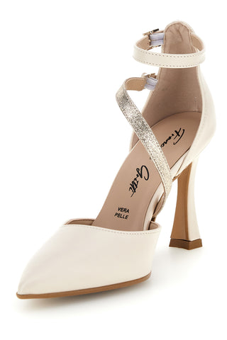 Décolleté beige in vera pelle con cinturino Francesca gritti 194