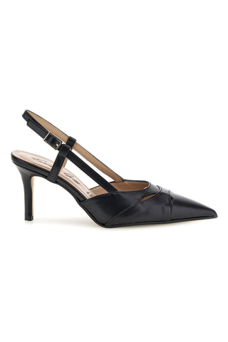 Schwarze Pumps aus echtem Leder mit Riemen Francesca Gritti P7060
