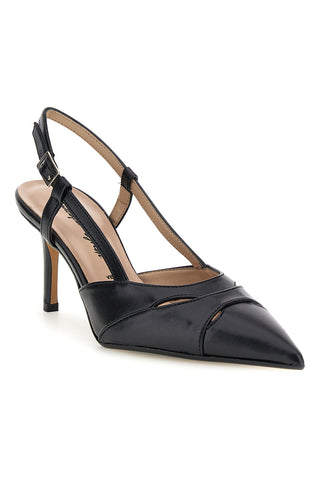 Schwarze Pumps aus echtem Leder mit Riemen Francesca Gritti P7060