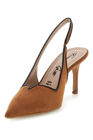 Lederfarbene Pumps mit Slingback-Riemen Handgefertigt Made in Italy Francesca gritti P0701