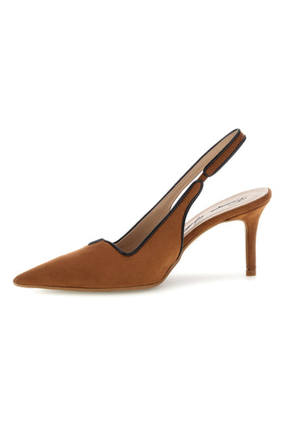 Lederfarbene Pumps mit Slingback-Riemen Handgefertigt Made in Italy Francesca gritti P0701