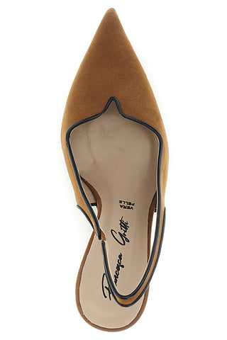 Lederfarbene Pumps mit Slingback-Riemen Handgefertigt Made in Italy Francesca gritti P0701