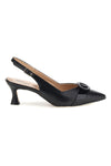 Schwarze Echtleder-Pumps mit Zierschnalle Francesca Gritti P0501