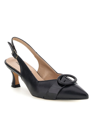 Schwarze Echtleder-Pumps mit Zierschnalle Francesca Gritti P0501