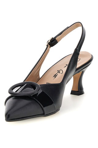 Schwarze Echtleder-Pumps mit Zierschnalle Francesca Gritti P0501