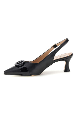 Schwarze Echtleder-Pumps mit Zierschnalle Francesca Gritti P0501