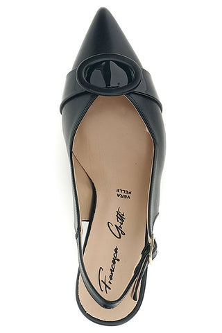 Schwarze Echtleder-Pumps mit Zierschnalle Francesca Gritti P0501