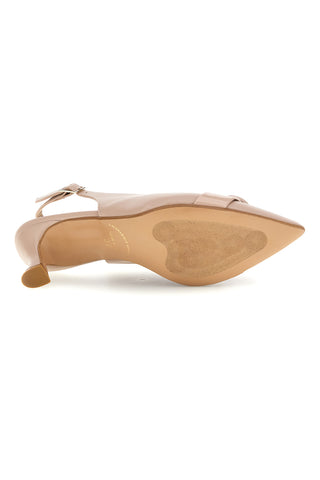 Beige Pumps aus echtem Leder mit dekorativem Detail Francesca Gritti P0501