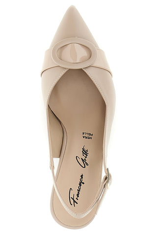 Beige Pumps aus echtem Leder mit dekorativem Detail Francesca Gritti P0501