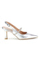 Scarpe slingback argento a punta con cinturino Pittarello couture 8330