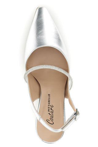 Scarpe slingback argento a punta con cinturino Pittarello couture 8330