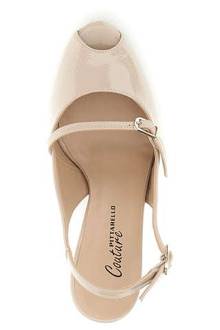 Beige Slingback-Schuhe mit offener Spitze und Riemen Pittarello couture 2811