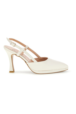 Spitze cremefarbene Slingback-Schuhe mit Riemen Pittarello couture 1922