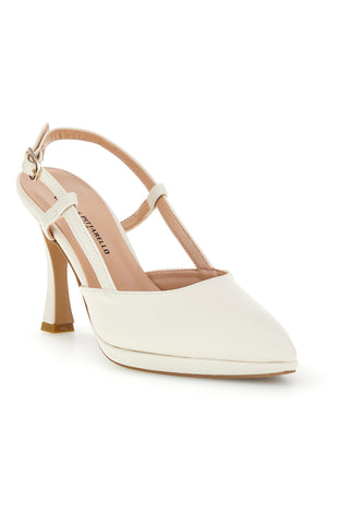 Spitze cremefarbene Slingback-Schuhe mit Riemen Pittarello couture 1922