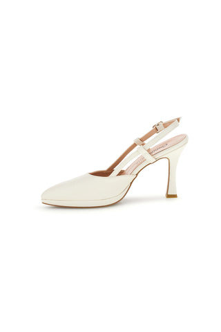Spitze cremefarbene Slingback-Schuhe mit Riemen Pittarello couture 1922