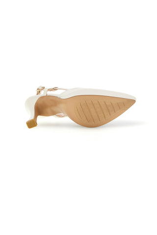 Spitze cremefarbene Slingback-Schuhe mit Riemen Pittarello couture 1922