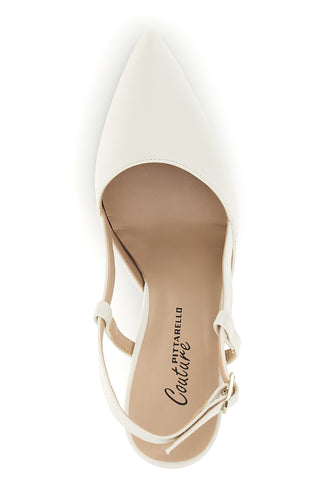 Spitze cremefarbene Slingback-Schuhe mit Riemen Pittarello couture 1922