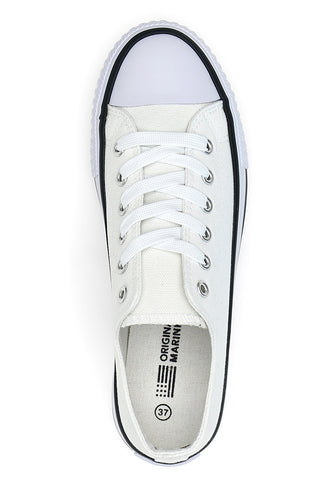 Original Marines 4814 weiße Low-Top-Canvas-Sneaker mit Plateausohle