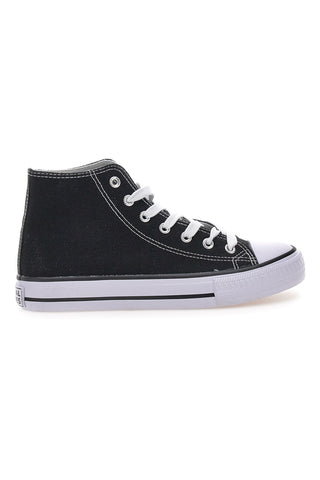 Schwarze High-Top-Sneaker aus Canvas mit Original Marines 5014 Plateausohle