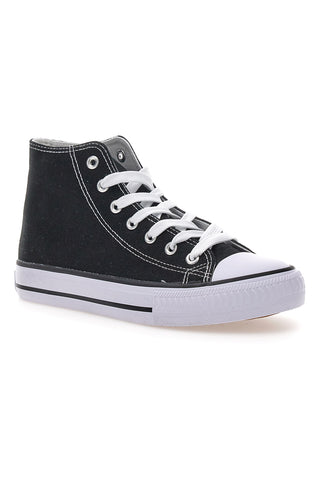 Schwarze High-Top-Sneaker aus Canvas mit Original Marines 5014 Plateausohle