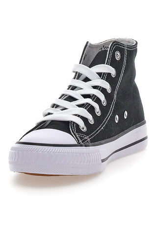 Schwarze High-Top-Sneaker aus Canvas mit Original Marines 5014 Plateausohle