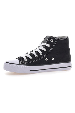 Schwarze High-Top-Sneaker aus Canvas mit Original Marines 5014 Plateausohle