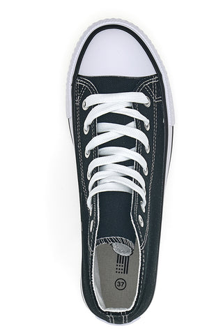 Schwarze High-Top-Sneaker aus Canvas mit Original Marines 5014 Plateausohle