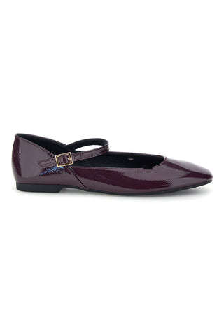 Ballerine bordeaux in effetto vernice con cinturino The first IDEA01