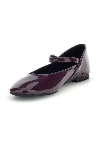 Ballerine bordeaux in effetto vernice con cinturino The first IDEA01