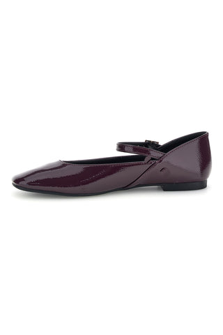 Ballerine bordeaux in effetto vernice con cinturino The first IDEA01