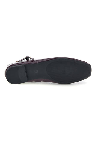 Ballerine bordeaux in effetto vernice con cinturino The first IDEA01