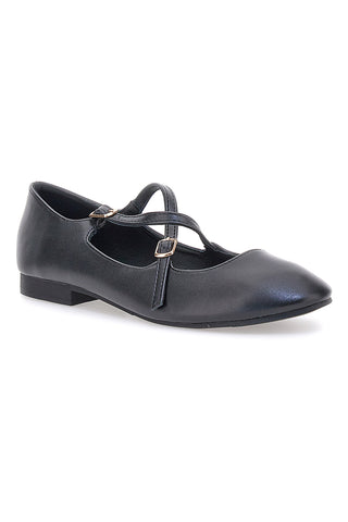 Ballerine nere con doppio cinturino incrociato The first IDE1070