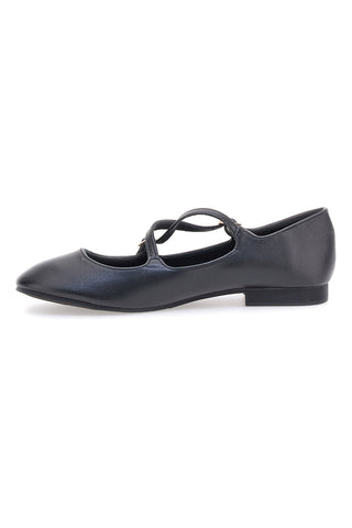 Ballerine nere con doppio cinturino incrociato The first IDE1070