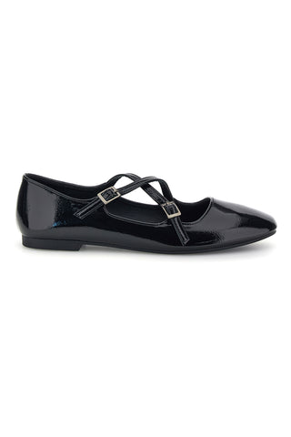 Ballerine nere in effetto vernice con doppio cinturino incrociato The first IDE1070