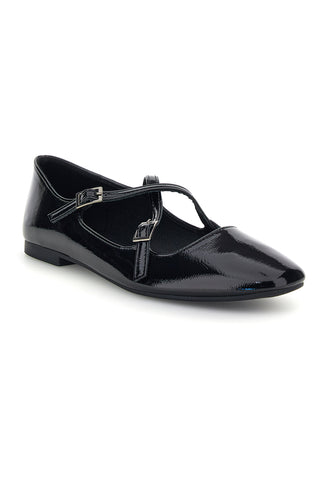 Ballerine nere in effetto vernice con doppio cinturino incrociato The first IDE1070