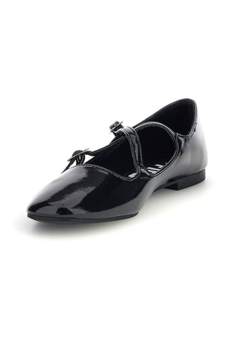 Ballerine nere in effetto vernice con doppio cinturino incrociato The first IDE1070
