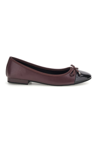 Ballerina Bordeaux con Fiocco e Punta Effetto Vernice The first IDE1070