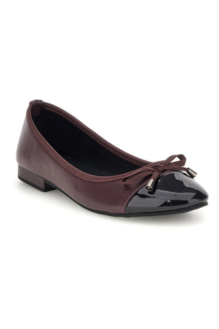 Ballerina Bordeaux con Fiocco e Punta Effetto Vernice The first IDE1070