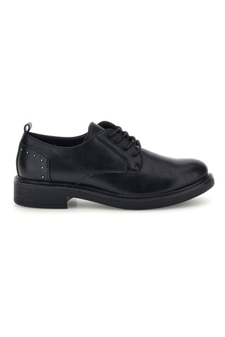 Schwarze Schnürschuhe mit Nieten und niedrigem Absatz – Le Havre Paris H01596