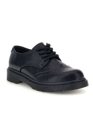 Schwarze Schnürschuhe mit Lochmuster und Profilsohle von Le Havre Paris, Modell RQ2587A