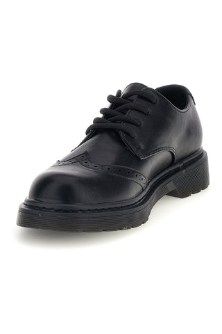 Schwarze Schnürschuhe mit Lochmuster und Profilsohle von Le Havre Paris, Modell RQ2587A