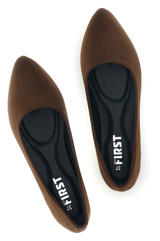 Ballerine marroni a punta effetto suede The first PREPT2