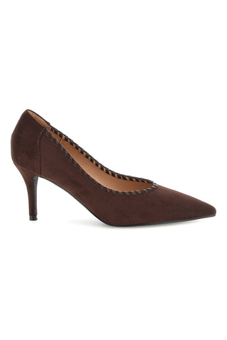 Braune Pumps in Wildlederoptik mit geflochtenem Detail – Mon dieu 8883H50