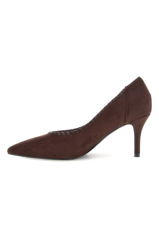 Braune Pumps in Wildlederoptik mit geflochtenem Detail – Mon dieu 8883H50