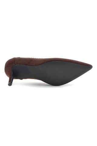 Braune Pumps in Wildlederoptik mit geflochtenem Detail – Mon dieu 8883H50