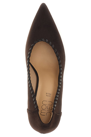 Braune Pumps in Wildlederoptik mit geflochtenem Detail – Mon dieu 8883H50