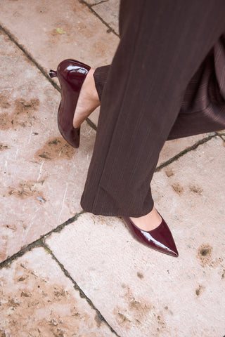 Decollete Bordeaux in Effetto Vernice con Tacco Kitten Mon dieu 9904H18