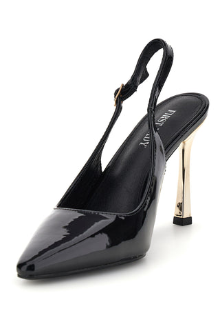 Décolleté slingback nere in vernice First lady BGA884202
