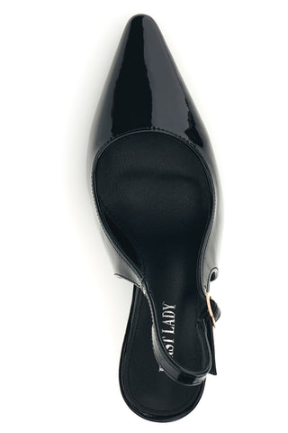 Décolleté slingback nere in vernice First lady BGA884202
